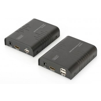 Przedłużacz/Extender KVM (HDMI+USB) do 120m po Cat.5e UTP lub IP, 1080p FHD 60Hz, audio (zestaw)