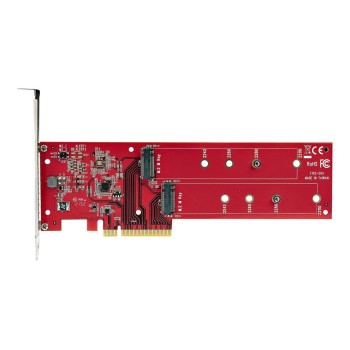 StarTech.com Dual M 2 PCIe AdapterKarte, PCIe x8/ x16 auf Dual AHCI oder NVMe M.2 SSDs, PCI Express 4.0, 7,8GB/s pro Laufwerk, B