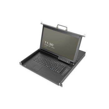 DIGITUS Modulare HD LCD KVM Konsole mit 17" TFT, 8-Port CAT 5 KVM Anschluss, Touchpad, US Tastaturlayout