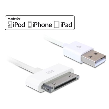 Delock Lade-/Datenkabel - Apple Dock männlich zu USB männlich - 1.8 m - weiß - für Apple iPad/iPhone/iPod (Apple Dock)