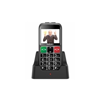 EVOLVEO EasyPhone EB, mobilní telefon pro seniory s nabíjecím stojánkem, stříbrná