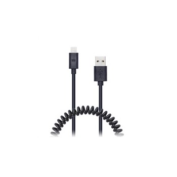 CONNECT IT Wirez Apple Lightning - USB spirálový flexibilní kabel, 1,2 m, černý