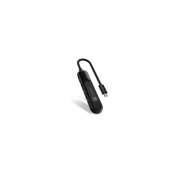 CONNECT IT USB-C hub USB 3.0, externí, černý CONNECT IT USB-C hub USB 3.0, externí, černý