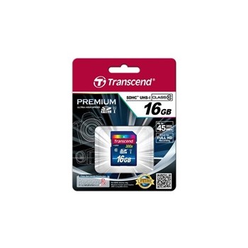 TRANSCEND SDHC karta 16GB Premium, Class 10 UHS-I, 300X (45MB/s)
