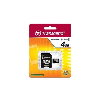 TRANSCEND MicroSDHC karta 4GB Class 4 + adaptér
