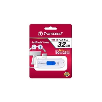 TRANSCEND Flash Disk 32GB JetFlash®790, USB 3.1 (R:90/W:25 MB/s) bílá/modrá