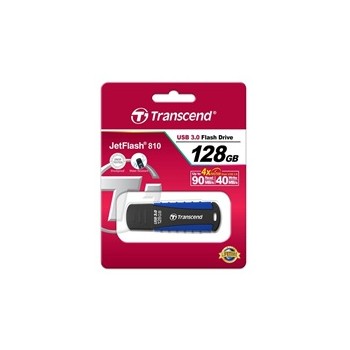 TRANSCEND Flash Disk 128GB JetFlash®810, USB 3.0 (voděodolný, nárazuvzdorný) (R:90/W:40 MB/s) černá/modrá