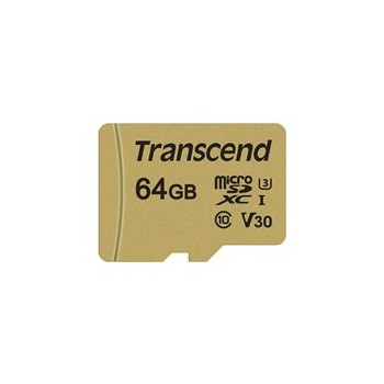 TRANSCEND MicroSDXC karta 64GB 500S, UHS-I U3 V30 + adaptér