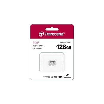 TRANSCEND MicroSDXC karta 128GB 300S, UHS-I U3 V30 + adaptér