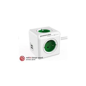 Allocacoc PowerCube Extended USB Green (1,5m)