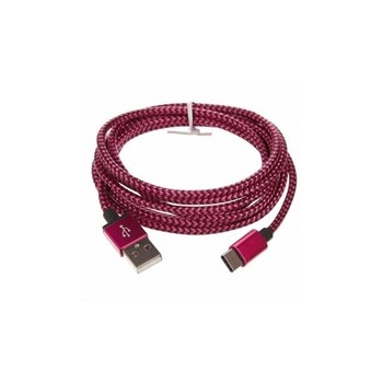 CELLFISH univerzální pletený kabel, USB-C, 2 m, růžová