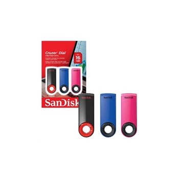 SanDisk Flash Disk 16GB Cruzer Dial (3-pack, 3x 16GB) USB 2.0, modrá, růžová, černá