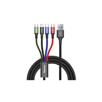 Baseus rychlý nabíjecí / datový kabel 4v1 Lightning + USB-C + 2* Micro USB 3,5A 1,2m, černá