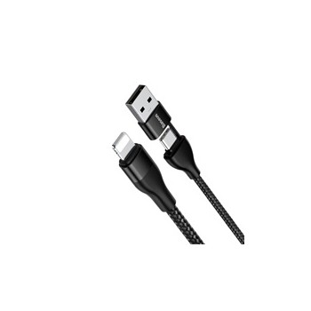 Baseus nabíjecí / datový kabel 2v1 USB-A + USB-C na Lightning 18W 1m, černá