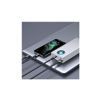 Baseus Amblight powerbanka s digitálním displejem QC 30000mAh a kabel USB-C do USB-C 100W 1m, bílá