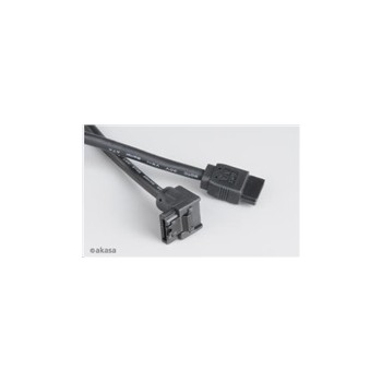 AKASA kabel SATA3 datový kabel k HDD,SSD a optickým mechanikám, zahnutý konektor, černý, 50cm