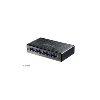 AKASA HUB USB Connect 4SV, 4x USB 3.0, externí, hliník, černá