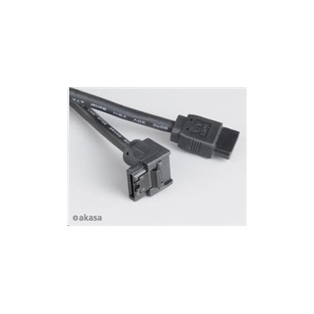 AKASA kabel SATA3 datový kabel k HDD,SSD a optickým mechanikám, zahnutý konektor, černý, 1m
