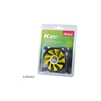 AKASA chladič CPU AK-CC7118HP01 K25 pro Intel LGA 775 a 115x, 75mm PWM ventilátor, pro mini ITX a micro ATX skříně