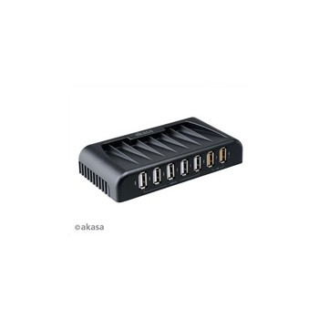 AKASA HUB USB Connect 7FC, 5x USB 2.0, 2 nabíjecí porty USB, externí, s napájecím adaptérem