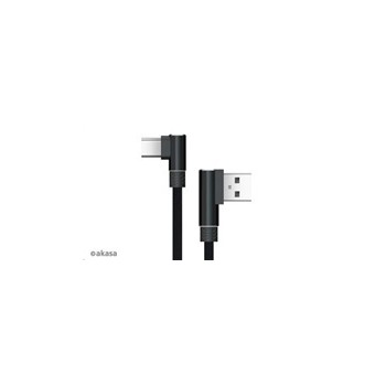 AKASA kabel pravoúhlý, USB Type-A, USB Type-C, napájecí & Sync, 1m, černý