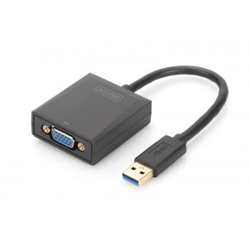 Adapter graficzny VGA 1080p FHD na USB 3.0, aluminiowy, czarny