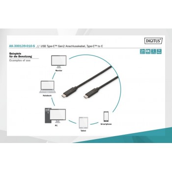Kabel polaczeniowy USB 3.1 Gen.2 SuperSpeed+ 10Gbps Typ USB C/USB C M/M, Power Delivery 1m Czarny