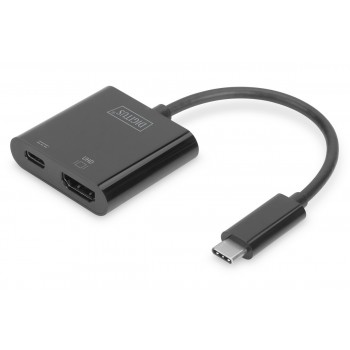 Adapter graficzny HDMI 4K 60Hz UHD na USB 3.1 Typ C, Power Delivery z audio, aluminiowy Czarny
