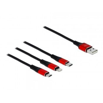 DeLOCK 3-in-1-Ladekabel - USB-A/Lightning, Micro USB, USB-C - 30 cm