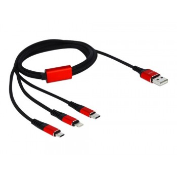 DeLOCK 3-in-1-Ladekabel - USB-A/Lightning, Micro USB, USB-C - 1 m