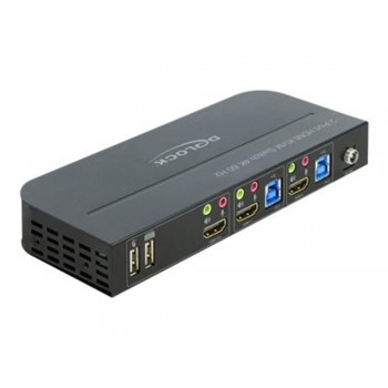 Delock HDMI KVM Switch 4K 60 Hz with USB 3.0 and Audio - KVM-/Audio-/USB-Switch - 2 Anschlüsse