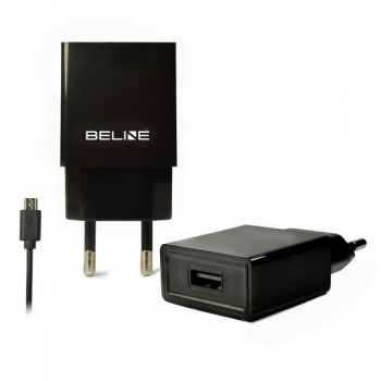 Ładowarka sieciowa USB + microUSB 1A czarna