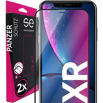 smart engineered 2x3D Tempered Glass Screen Protector for Apple iPhone XR black/transparent