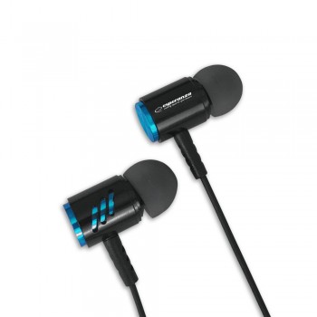 Słuchawki douszne metalowe z mikrofonem Czarno-niebieskie