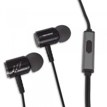 Słuchawki douszne metalowe z mikrofonem Czarno-szare