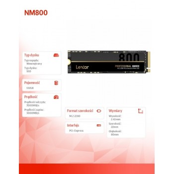 Dysk SSD NM800 512GB NVMe M.2 2280 7000/3000MB/s