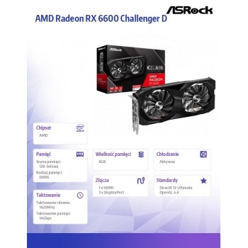 Karta graficzna Radeon RX 6600 Challenger D 8GB 128bit GDDR6 3DP/HDMI