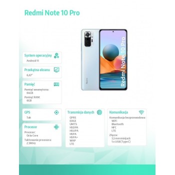 Smartfon Redmi Note 10PRO 6+64 GLACIER BLUE