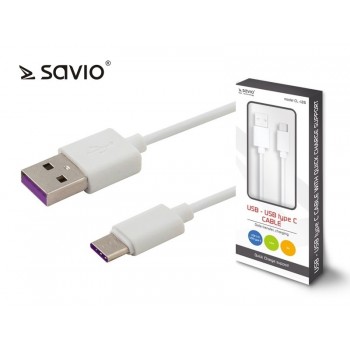 Kabel USB - USB typ C Quick Charge, 5A, 1m SAVIO CL-126