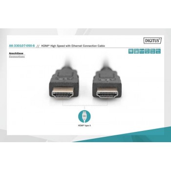 Kabel połączeniowy HDMI HighSpeed z Ethernetem 4K 30Hz UHD Typ HDMI A/HDMI A M/M 5m Czarny