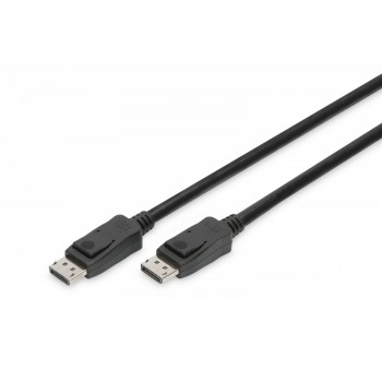 Kabel połączeniowy DisplayPort z zatrzaskami 8K 30Hz UHD Typ DP/DP M/M 1m Czarny