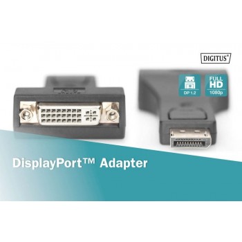 Adapter Displayport 1080p 60Hz FHD Typ DP/DVI-I (24+5) M/Ż Czarny