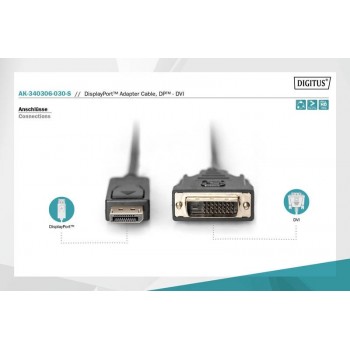 Kabel DisplayPort z zatrzaskiem 1080p 60Hz FHD Typ DP/DVI-D (24+1) M/M 3m