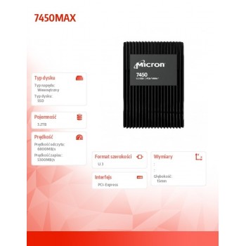 Dysk SSD 7450MAX 3200GB NVMe U.3 MTFDKCC3T2TFS-1BC1ZABYY Non-SED