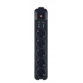 GEMBIRD 5 surge protector with remote control VDE-approved german plug power cord 1.8m