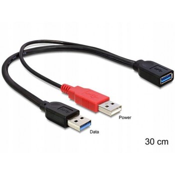 DELOCK 83176 Delock kabel USB-A(M) x2 - AF 3.0, 30cm