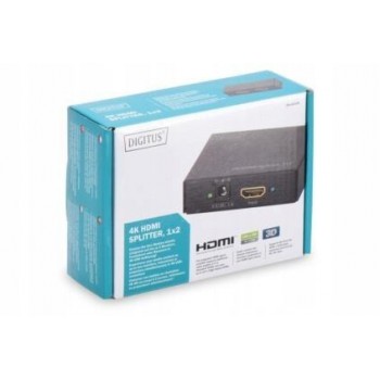 DIGITUS DS-46304 Rozdzielacz/Splitter HDMI 2-portowy, 4096x2160p 4K UHD 3D, HDCP1.3