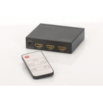 DIGITUS DS-48304 Przełącznik/Switch HDMI 3-portowy, 4096x2160p 4K UHD 3D, HDCP1.3, z pilotem