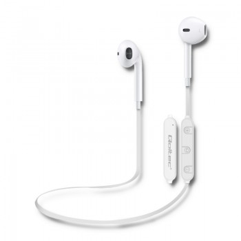 Słuchawki sportowe BT bezprzewodowe, dokanałowe, mikrofon, białe