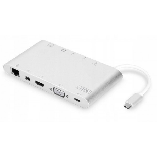 DIGITUS DA-70861 Stacja dokująca USB Typ C, 11-portów, funkcja Dual Monitor, 4K 30Hz, aluminiowa DIGITUS DA-70861 Stacja dokująca USB Typ C, 11-portów, funkcja Dual Monitor, 4K 30Hz, aluminiowa